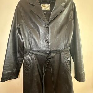 Women's Black Italian Leather Coat
